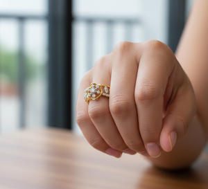 Anillo de Flores con Diseño Nuevo, Hueco, con Circonitas Doradas, para Mujer, Regalo para Fiesta - Product Image 5