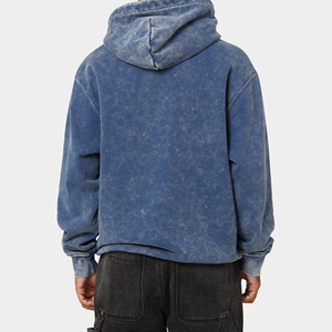 Sweat à capuche délavé à l'acide pour hommes sur mesure de couleur unie/basiques, coton mélangé entièrement personnalisé Logo imprimé Sweat à capuche délavé à l'acide pour hommes - Product Image 2