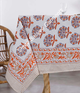 Indian Traditional Block Print Table Cloth Artisan cotton Floral print <b>Tablecloth</b> decorative Jaipur hand block print tablecover - Product Image 3