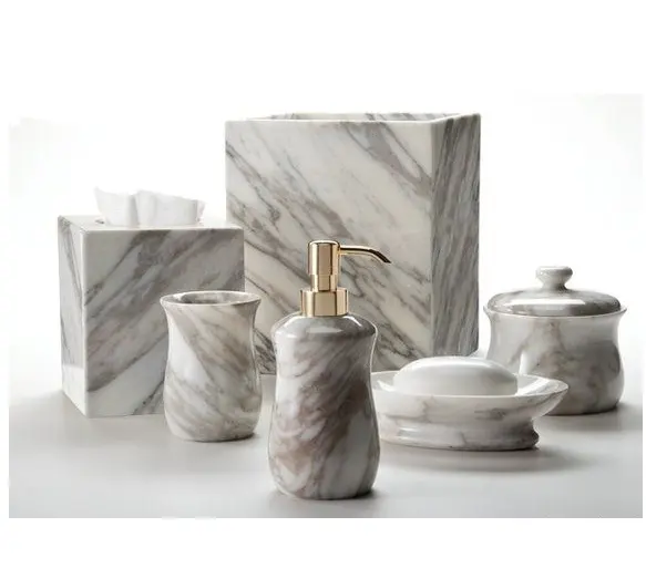 Set da bagno in marmo di alta qualità dispenser per portatovaglioli di design superiore accessorio da bagno in marmo per un prezzo economico