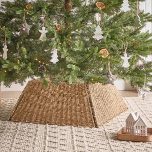 Collar para Árbol de Navidad de Pasto Marino Sostenible, Estilo Plano, Hecho a Mano, Cubierta Natural para Base de Árbol, Pedido al por Mayor para Decoración Navideña - Product Image 4