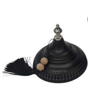 Quemador de Incienso Moderno de Metal Negro Mate con Detalles Plateados y Decoración para el Hogar, Uso en el Golfo y Medio Oriente - Product Image 5