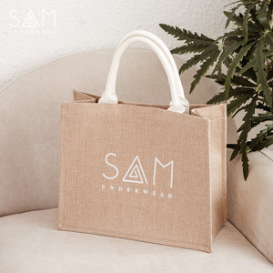 CESTA DE COMPRA DE YUTE BIODEGRADABLE ECOLÓGICO BOLSA CON ASA DE FIBRA DE YUTE BOLSAS CON ASA DE LOTO AZUL VIETNAM - Product Image 4