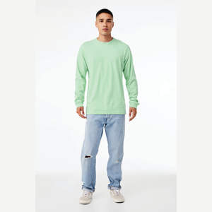 Camiseta de manga larga de menta unisex personalizada OEM-100% algodón Airlume, 4,2 oz, jersey de cuello redondo - Product Image 4