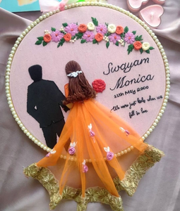 Tarjetas de boda de organza hechas a medida 100% algodón GUARDAR LA FECHA con estilo bordado a mano para reventa - Product Image 6