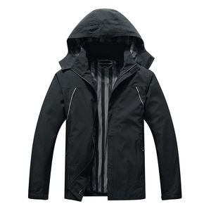 Haute Qualité Hommes Soft Shell Coupe-Vent Veste Imperméable Respirant Capuche En Cuir Motif Imprimer Broderie Avant En Gros - Product Image 4