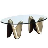 Table basse Michael Amini Houston avec base en or brossé