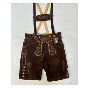 Pantalones Cortos de Cuero Estilo Vintage Bávaro para Hombre, Largo hasta la Rodilla, Cintura Media, Diseño Sólido, Venta al por Mayor, Estilo Urbano - Product Image 3