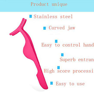 Pince à cils allemande en acier inoxydable rose foncé de qualité supérieure, outils d'applicateur de cils, vente en gros - Product Image 2