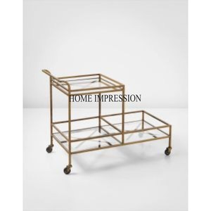 Único y elegante último patrón de llegada marco de metal chapado en oro con espejo de vidrio transparente estante de almacenamiento de equipaje de la India - Product Image 2