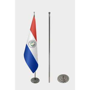 Custom Interior <b>Flag</b> <b>for</b> Paraguay Official Silk Polyester Drapeau Digital Printing Aluminum <b>Pole</b> Custom Automotive Insurance - Product Image 2
