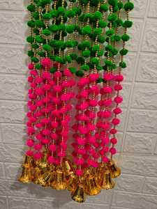 ลูกปัดปอมปอมทำด้วยมือหลากสีสายร้อยต้นคริสต์มาสอินเดียระฆังสตริงงานแต่งงานฉากหลังตกแต่งสไตล์ศิลปะสำหรับปาร์ตี้ - Product Image 4