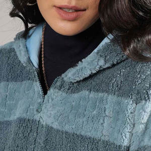 Col zippé haut de gamme femmes Sherpa polaire à capuche nouveau 2025 Budget Friendly Article femmes Sherpa veste - Product Image 5