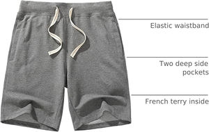 <b>men</b> fleece <b>shorts</b> casual cotton soft texture elastic waist gym training <b>lounge</b> daily wear - Product Image 4