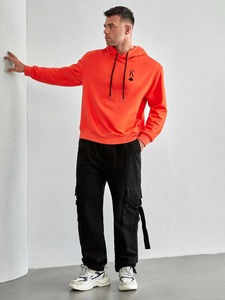 Venta al por mayor por encargo de los hombres de gran tamaño sudaderas con capucha térmicas de algodón liso de lana de punto en blanco pulóver otoño 3D patrón de invierno - Product Image 3