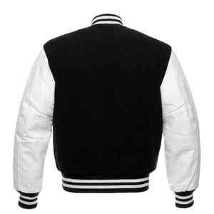 Wholesale Manufacturer's Custom Logo Men's Woolen <b>Varsity</b> Baseball <b>Jacket</b> Casual Coat Leather Sleeves Bomber <b>Jacket</b> Outdoor - Product Image 6