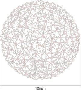 Unique Circular Shaped Natural Non-Slip Heat Resistant <b>White</b> Paper Placemat Indoor Outdoor <b>Dining</b> <b>Table</b> Beautiful Braided Design - Product Image 4