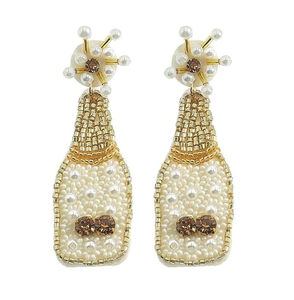 Latest Bohemian Beaded Floral <b>Funky</b> Pattern Handmade Drop <b>Earrings</b> Rose Gold New Fashion Party Wear - Product Image 1