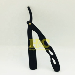 Navajas de Barbero Profesionales de Color Negro con Mango de Madera Completo, Cuchilla Intercambiable, Parte Superior de Acero Inoxidable, Se Acepta Logotipo Privado para Salón - Product Image 3