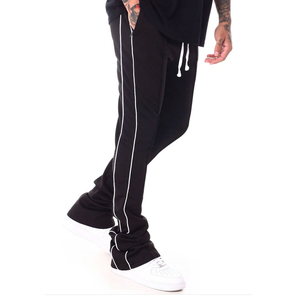 Custom Men's Sweatpants OEM Manufacturer Custom Logo <b>Stacked</b> <b>Joggers</b> for Elastic Waist Flare Casual Style Men's Sweatpants - Product Image 2