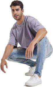 T-shirts en coton surdimensionnés à épaules tombantes T-shirts délavés vintage à coupe ample T-shirts décontractés unisexes à manches courtes pour hommes vente en gros - Product Image 4