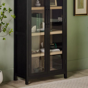 Hiện đại cong tủ kính màu đen bằng gỗ hiển thị kệ sách với cửa kính - Product Image 5