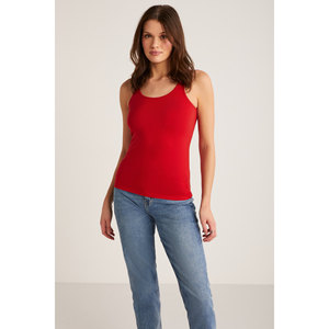 ETHIQUET Jayla <b>Women's</b> Cotton Slim Fit Slim Cut Thick Strappy Scoop Neck <b>Knit</b> <b>Tank</b> <b>Top</b> - Product Image 2