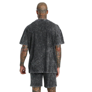 <b>Mens</b> Acid Wash Two Piece Shorts Set Fashion Casual <b>T</b> <b>Shirt</b> And Shorts Summer Outfit Streetwear Comfortable Sportswear - Product Image 2