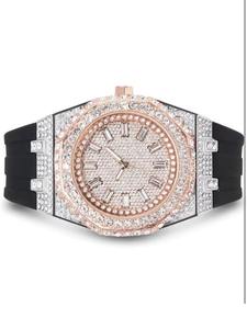 Hot <b>Sale</b> Modern Iced Out Rose Gold Dial Silicone Moissanite Diamond Watch for <b>Gifting</b> Parties and Daily Wear Available for <b>Sale</b> - Product Image 2