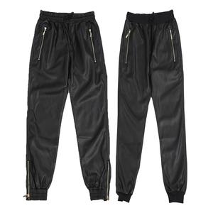 Casual Slim Pilot Motorcycle Biker Riding Leather Pants pour hommes Black Harlan Korean Version Mid Waist Canvas Fabric - Product Image 3