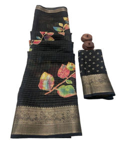 Tela de algodón con tejido dentado y borde tejido bentex Zari de tendencia y hermoso estampado de estilo HD kalamkari - Product Image 1