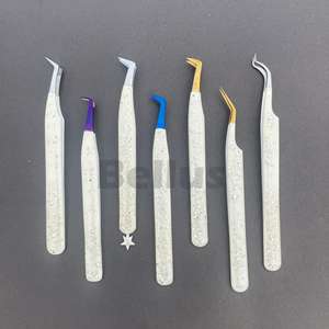 Pinzas de extensión de pestañas blancas Pinzas de pestañas con logotipo personalizado Fabricantes Herramientas de pestañas de etiqueta privada para extensiones - Product Image 1