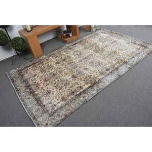 พรมขนสัตว์สีเบจสีเขียวแบบเย็บปะต่อกัน5.2x8.8ฟุตสไตล์ตุรกีการออกแบบ Aubusson สำหรับห้องนั่งเล่นข้างเตียงห้องโถงพร้อมแผ่นรองยาง - Product Image 2