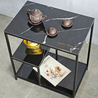 Table d'appoint moderne avec plateau en pierre et structure en fer, meuble TV pour salon SST025, ensemble de meubles pour la maison