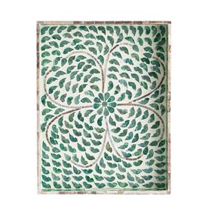 Bandeja de Nácar Verde con Mosaico Floral Rectangular, Bandeja Decorativa Hecha a Mano para Servir, Decoración Natural para el Hogar, Mesa de Comedor - Product Image 3