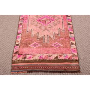 Tapis vintage 2,7 x 11,4 pieds, tapis turc Herki, tapis rose du sud-ouest en laine - Product Image 5