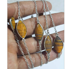 Vintage Style Top Couleur Cornaline Double Boucle Lien Chaîne Connecteur Or Plaqué Laiton Partie Porter avec Élégant Ovale Forme Gemmes - Product Image 5