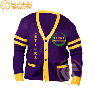 Customized Omega Acrylic Embroidered <b>Cardigan</b> Fraternity High Quality Greek Psi Men Breathable Sweaters Sorority <b>Cardigans</b> - Product Image 2