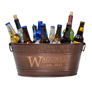 High Quality Beverage <b>Tub</b> <b>Galvanized</b> Metal Antique Copper Finished Wine Cooler Champagne Chiller Beer Ice Bucket and Wine <b>Tub</b> - Product Image 1