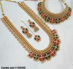 ENSEMBLE DE BIJOUX INDIENS TRADITIONNELS ET À LA MODE EN CUIVRE ENSEMBLE DE BIJOUX DE MARIAGE POUR FEMMES BOUCLES D'OREILLES ET COLLIER - Product Image 2