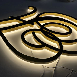 BOYANG <span class=keywords><strong>Lettere</strong></span> <span class=keywords><strong>3D</strong></span> Personalizzate in Metallo Dorato con Scanalature, Acciaio Inossidabile Verniciato, Elettroplaccato, Acrilico, Retroilluminazione LED per Insegne Aziendali da Esterno - Product Image 2