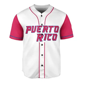청소년을위한 푸에르토 리코 야구 유니폼 사용자 정의 이름 및 크기 야구 저지