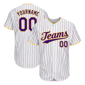 Camiseta de béisbol personalizada a rayas con número de nombre en la parte delantera y trasera abotonada ropa deportiva de manga corta para hombres y mujeres - Product Image 3
