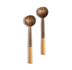 ช้อนส้อมตักสลัดไม้อาคาเซียสไตล์อเมริกันมีด้ามจับทำจากเรซิน - Product Image 2