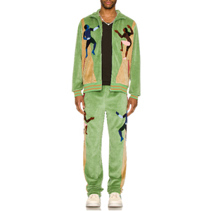 Wholesale Custom <b>Men's</b> <b>Velour</b> Track Suit Chenille Embroidered Exercise Sets Plus Size Breathable Quick Dry Adults Winter Season - Product Image 3