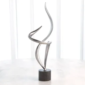 Sculpture de tourbillon aussi connu sous le nom de vues Swirl Antique Nickel objet décoratif en acier inoxydable sculpture polie moderne - Product Image 1