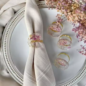 แหวนผ้าเช็ดปากเคลือบแบบสองสีดีไซน์ลายอะคริลิคเรซิ่นโบราณปรับแต่งได้เต็มที่สำหรับการรับประทานอาหารศิลปะการรับประทานอาหารในแต่ละวัน - Product Image 2