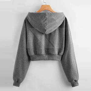 เสื้อครอปฮู้ดผ้าแคนวาสแบบสวมใส่สบายสำหรับผู้หญิง  ขายส่ง OEM  โลโก้ด้านหน้า  ระบายอากาศได้ดี  มีซับใน  เหมาะสำหรับฤดูหนาวและฤดูใบไม้ร่วง - Product Image 2