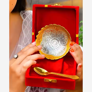 Durable brass <b>bowls</b>, 2025 classic style handmade designs, gift set with gold and silver plating, sustainably crafted <b>metal</b> <b>bowls</b> - Product Image 4