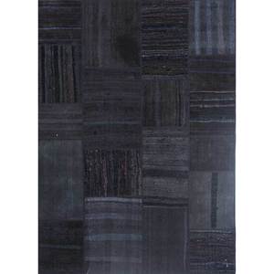 Tapis en laine noué à la main grande surface Provenance, gris et noir, motif patchwork rectangulaire pour salon et couloir - Pae-3579 - Product Image 1